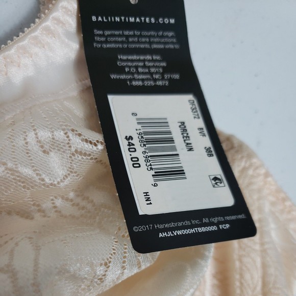 Bali Double Support® Lace Wirefree Bra DF3372 peach color New  38B Sku bx A - Picture 4 of 5